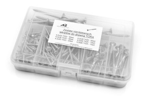 Zestaw nierdzewnych wkrętów do drewna A2 z łbem stożkowym TORX